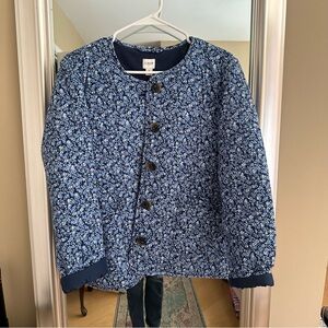 J.Crew Blue Floral Quilted Jacket NWT Size 6